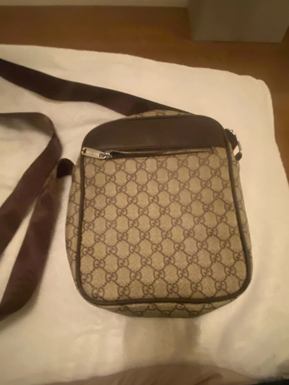 Designer Monogram Crossbody Messenger Bag in Brown